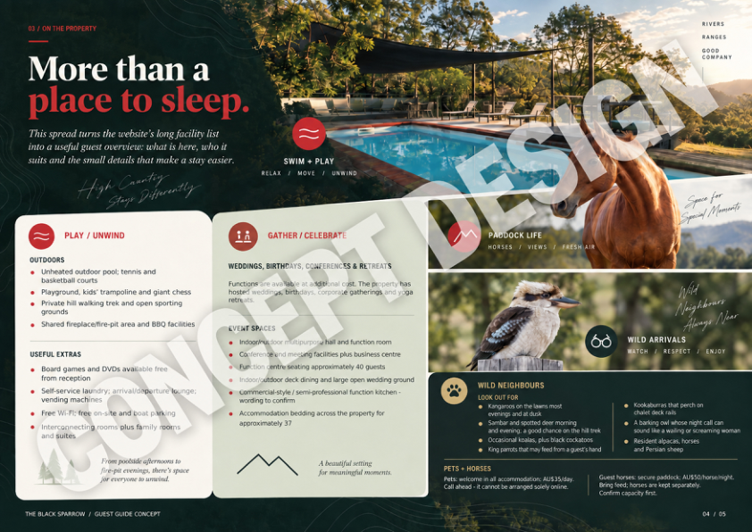 The Black Sparrow concept on-property page